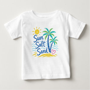 T-shirt Pour Bébé Soleil Sel Sable – Palmier de Plage Tropical Été 