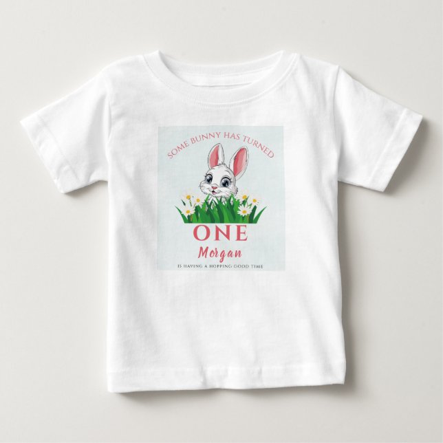 T-shirt Pour Bébé Some Bunny One Cute Lapin Filles 1er Anniversaire (Devant)