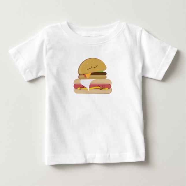 T-shirt Pour Bébé Sommeil Hotdog & Cheeseburger (Devant)