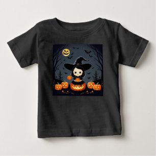 T-shirt Pour Bébé Sorcière adorable et citrouilles