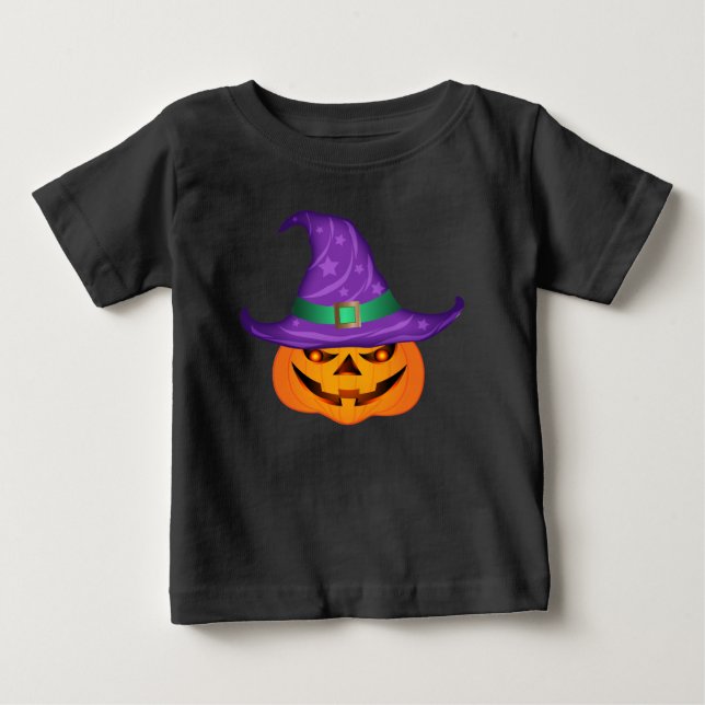 T-shirt Pour Bébé Sorcière citrouille (Devant)