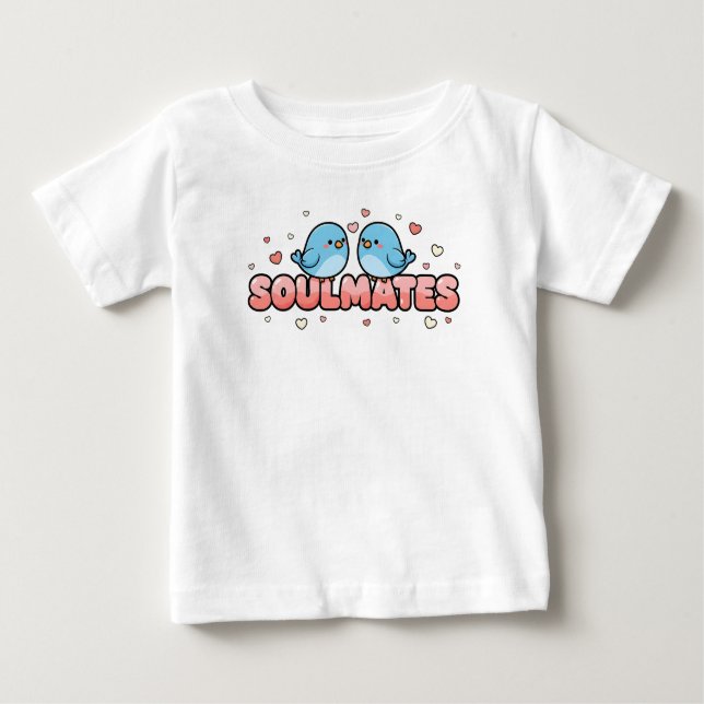 T-shirt Pour Bébé Soulmates: Kawaii Bluebirds Pastel Love (Devant)
