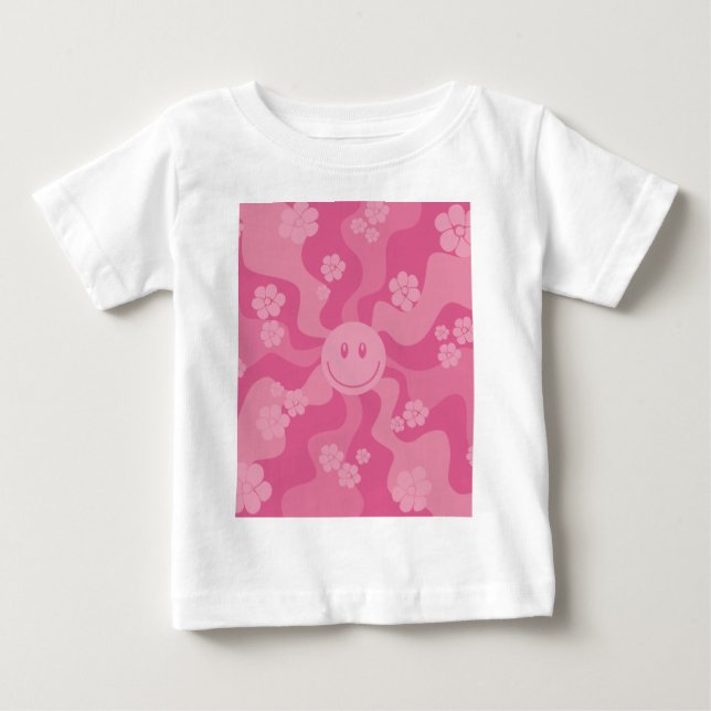 T-shirt Pour Bébé Sourire - rose (Devant)