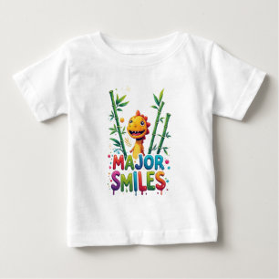T-shirt Pour Bébé Sourires Majeurs Dinosaure de Dessin Animé Coloré
