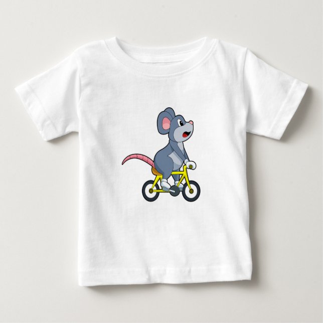 T-shirt Pour Bébé Souris avec vélo (Devant)