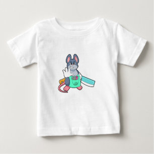 T-shirt Pour Bébé Souris comme coiffeur avec ciseaux et comble