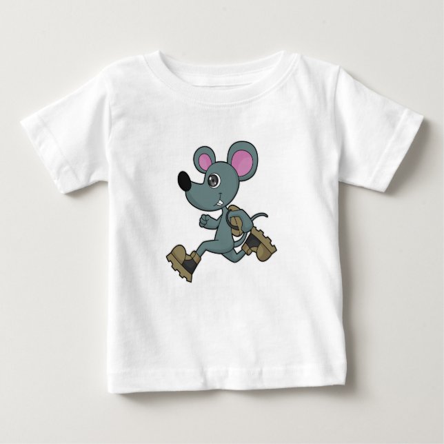 T-shirt Pour Bébé Souris comme coureur avec sac à dos (Devant)