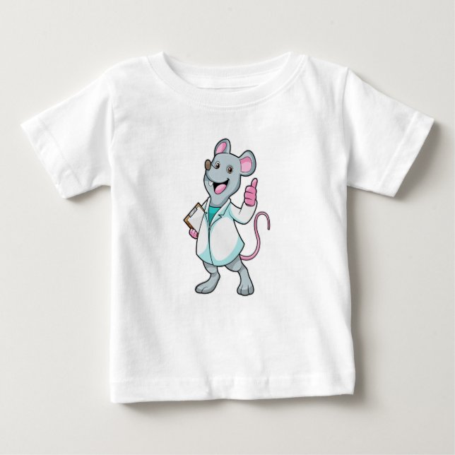T-shirt Pour Bébé Souris comme docteur avec manteau de docteur (Devant)