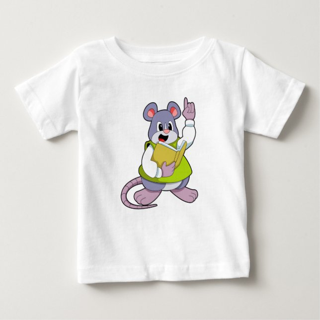 T-shirt Pour Bébé Souris comme enseignant avec livre (Devant)