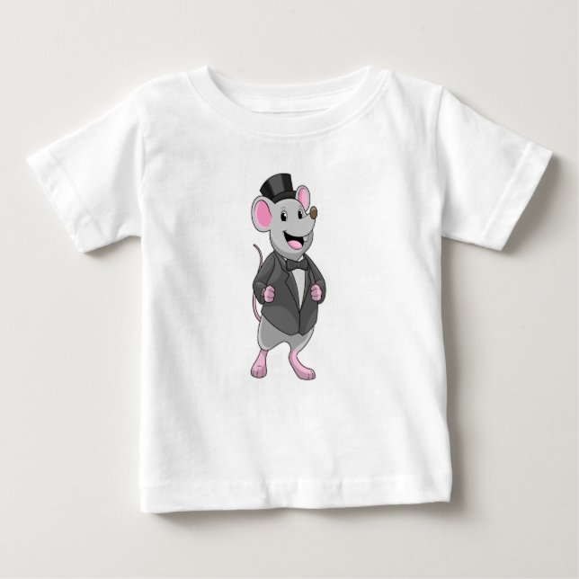 T-shirt Pour Bébé Souris comme marié avec ruban (Devant)
