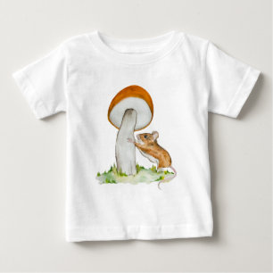 T-shirt Pour Bébé Souris drôle avec champignon sauvage