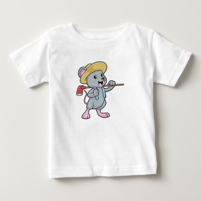 T-shirt Pour Bébé Souris en fermier avec Ax et Casquette (Devant)