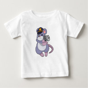 T-shirt Pour Bébé Souris en tant qu'officier de police avec casquett