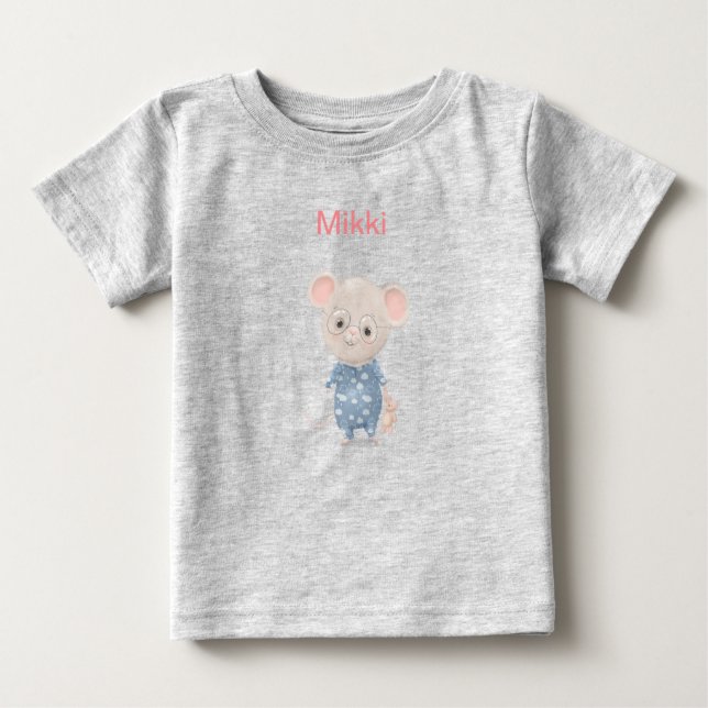 T-shirt Pour Bébé souris mignonne avec lunettes (Devant)