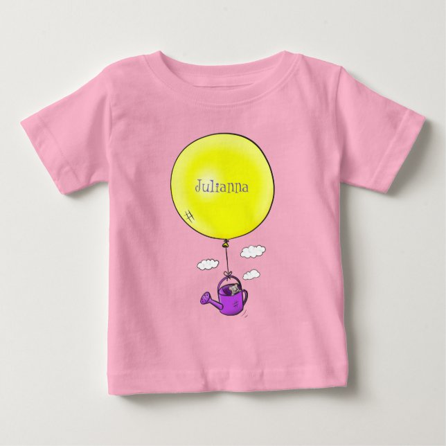 T-shirt Pour Bébé Souris mignonne dans la canette d'arrosage avec de (Devant)