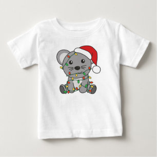 T-shirt Pour Bébé Souris Noël Animaux d'hiver Souris de vacances