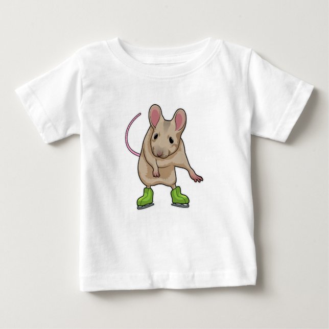 T-shirt Pour Bébé Souris Patinage sur glace Patins sur glace (Devant)