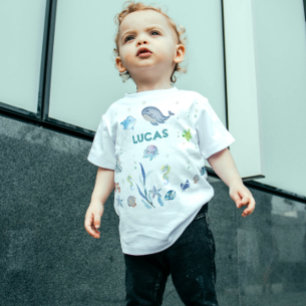 T-shirt Pour Bébé sous la mer c'est un baby shower garçon