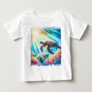 T-shirt Pour Bébé sous la tortue de mer