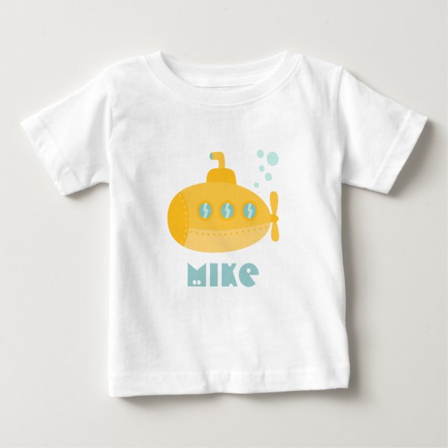 T-shirt Pour Bébé Sous-marin jaune adorable submergé sous l'eau (Devant)