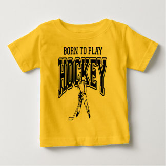 T-shirt Pour Bébé Soutenu pour jouer à l'hockey (noir)