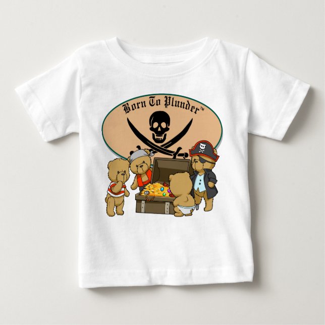 T-shirt Pour Bébé Soutenu pour piller - pirates et trésor d'ours de (Devant)