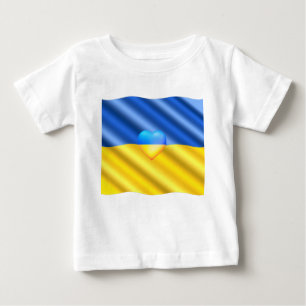 T-shirt Pour Bébé Soutien Ukraine Liberté Coeur de Paix drapeau ukra