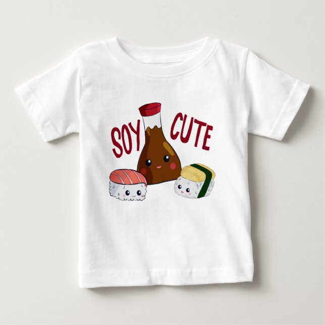 T-shirt Pour Bébé Soy Cute Kawaii Sushi Soysauce Tamago Rolls (Devant)