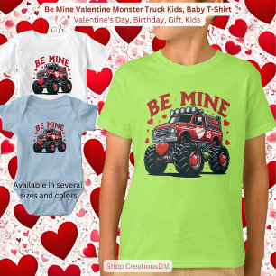 T-shirt Pour Bébé Soyez Monstre de Camion de la Saint-Valentin Enfan
