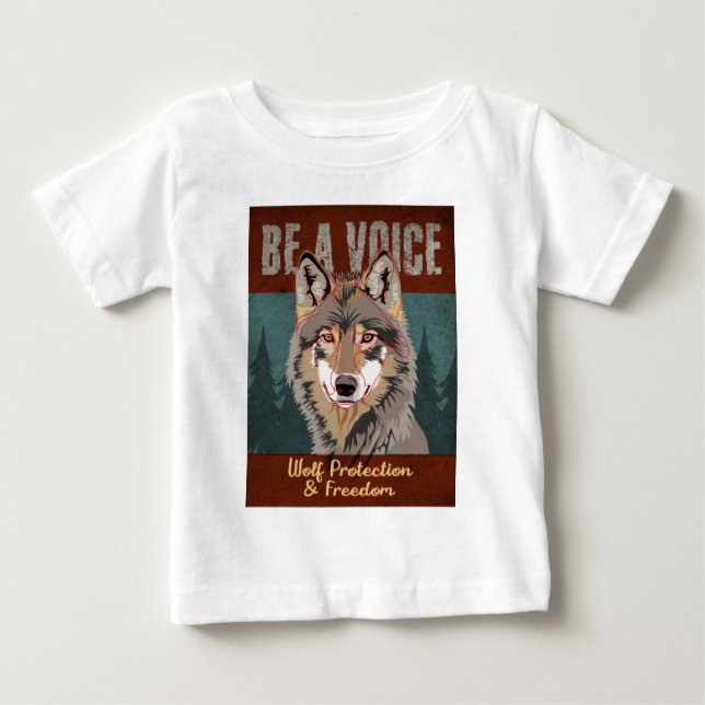T-shirt Pour Bébé Soyez une voix - Protection et liberté du loup (Devant)