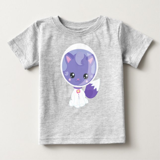 T-shirt Pour Bébé Space Cat, Cute Cat, Astronaute, Cosmonaute, Espac (Devant)
