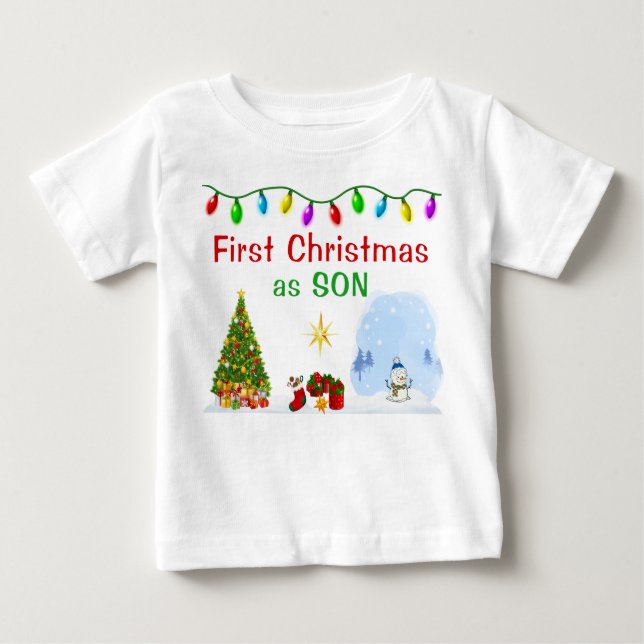 T-shirt Pour Bébé Special Order First Christmas as Son Shirt (Devant)