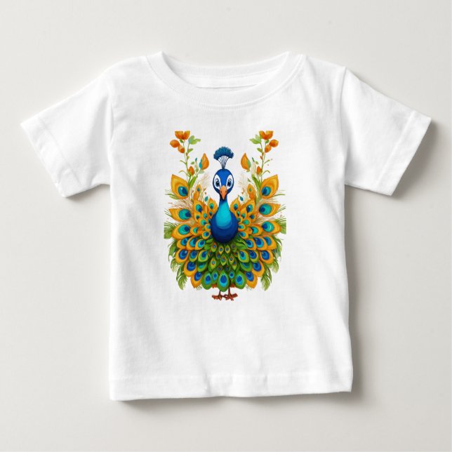 T-shirt Pour Bébé Spectre de plumes : Peacock Ensemble Extravaganza (Devant)