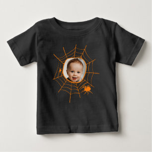 T-shirt Pour Bébé Spider web spiderweb éffrayant orange photo person