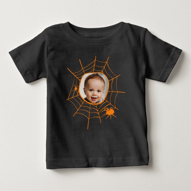 T-shirt Pour Bébé Spider web spiderweb éffrayant orange photo person (Devant)