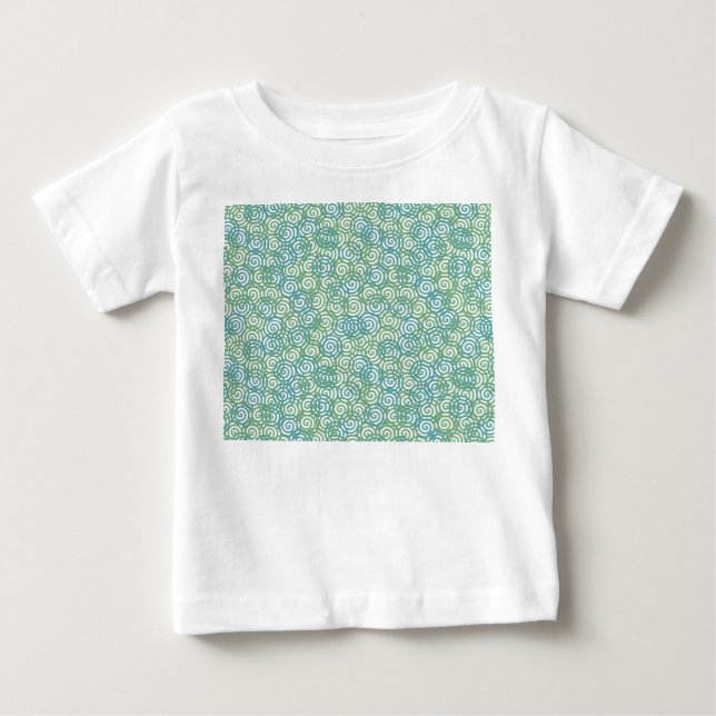 T-shirt Pour Bébé Spirales Vert Bleu (Devant)
