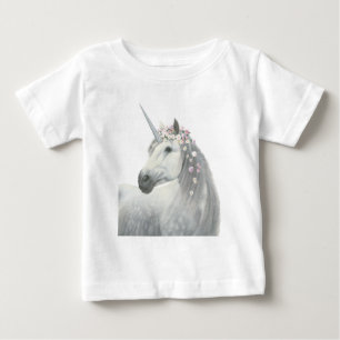 T-shirt Pour Bébé Spirit Unicorn avec fleurs à Mane