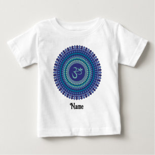 T-shirt Pour Bébé Spirituel Mandala Om Purple Aqua Bleu Customisé