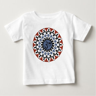T-shirt Pour Bébé Spirituel Mandala Yoga Om Blue Rust Kaleidoscope