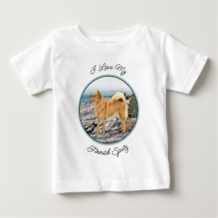 T-shirt Pour Bébé Spitz finlandais à Seashore Peinture - Chien Art