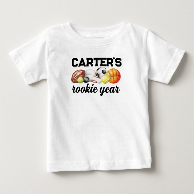 T-shirt Pour Bébé Sports 1st Birthday Rookie Year (Devant)