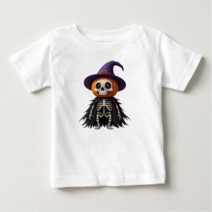 T-shirt Pour Bébé Squelette avec tête de citrouille ensorcelée