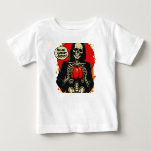 T-shirt Pour Bébé Squelette tenant une citrouille au look sensationn