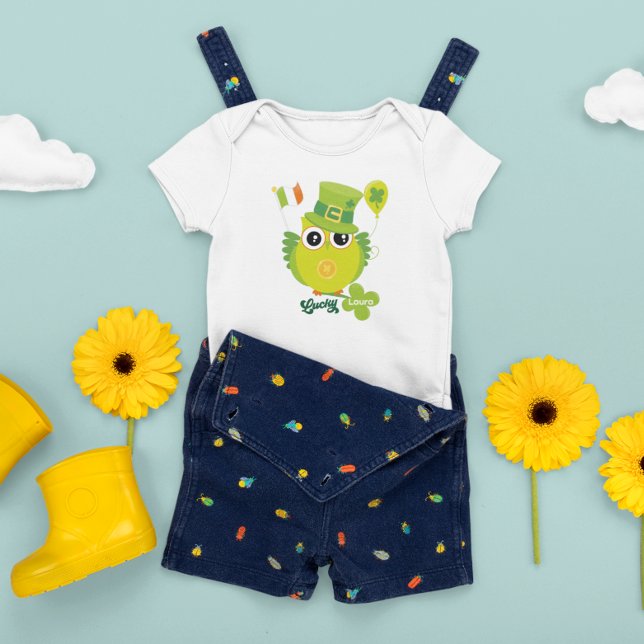 T-shirt Pour Bébé St Patrick Owl Leprechaun Casquette irlandais Drap (Créateur téléchargé)