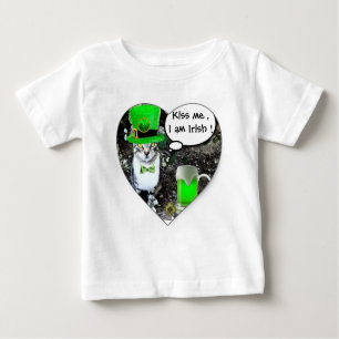 T-SHIRT POUR BÉBÉ ST PATRICK'S DAY CHAT AVEC BIÈRE IRLANDAISE VERTE