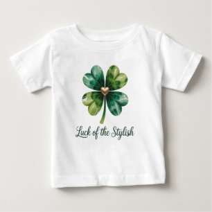 T-shirt Pour Bébé St. Patrick's Day Trèfle Chanceux Cœur Or Vert T-