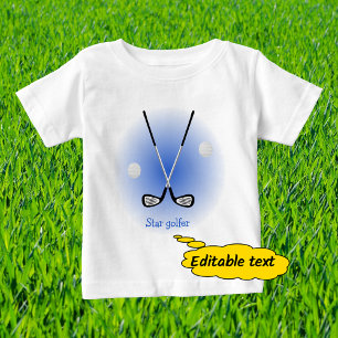 T-shirt Pour Bébé Star golfeur nom personnalisé bleu