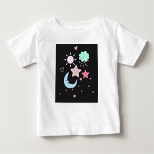 T-shirt Pour Bébé Star Moon nuage soleil coeur mignon