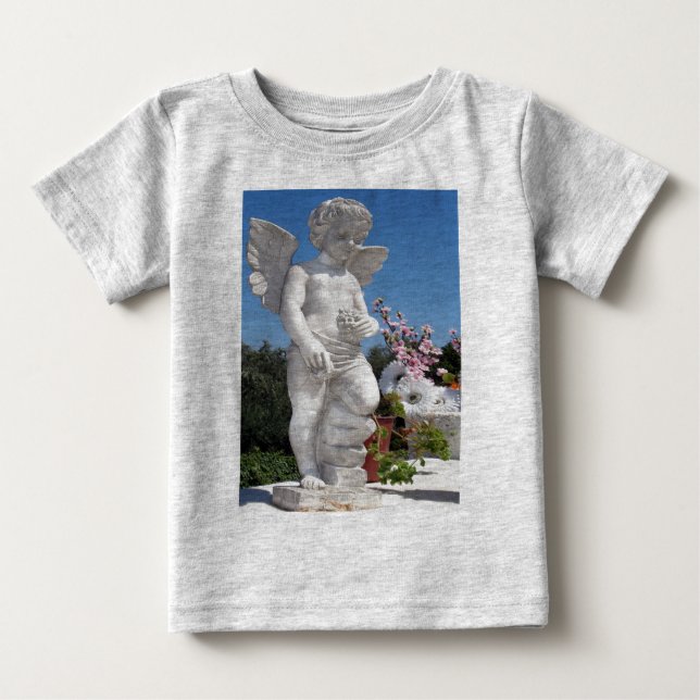 T-shirt Pour Bébé Statue Angel En Gris (Devant)