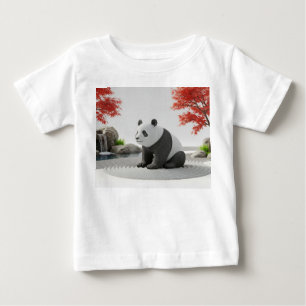 T-shirt Pour Bébé Statue de Panda Magique se Réveillant dans un Jard